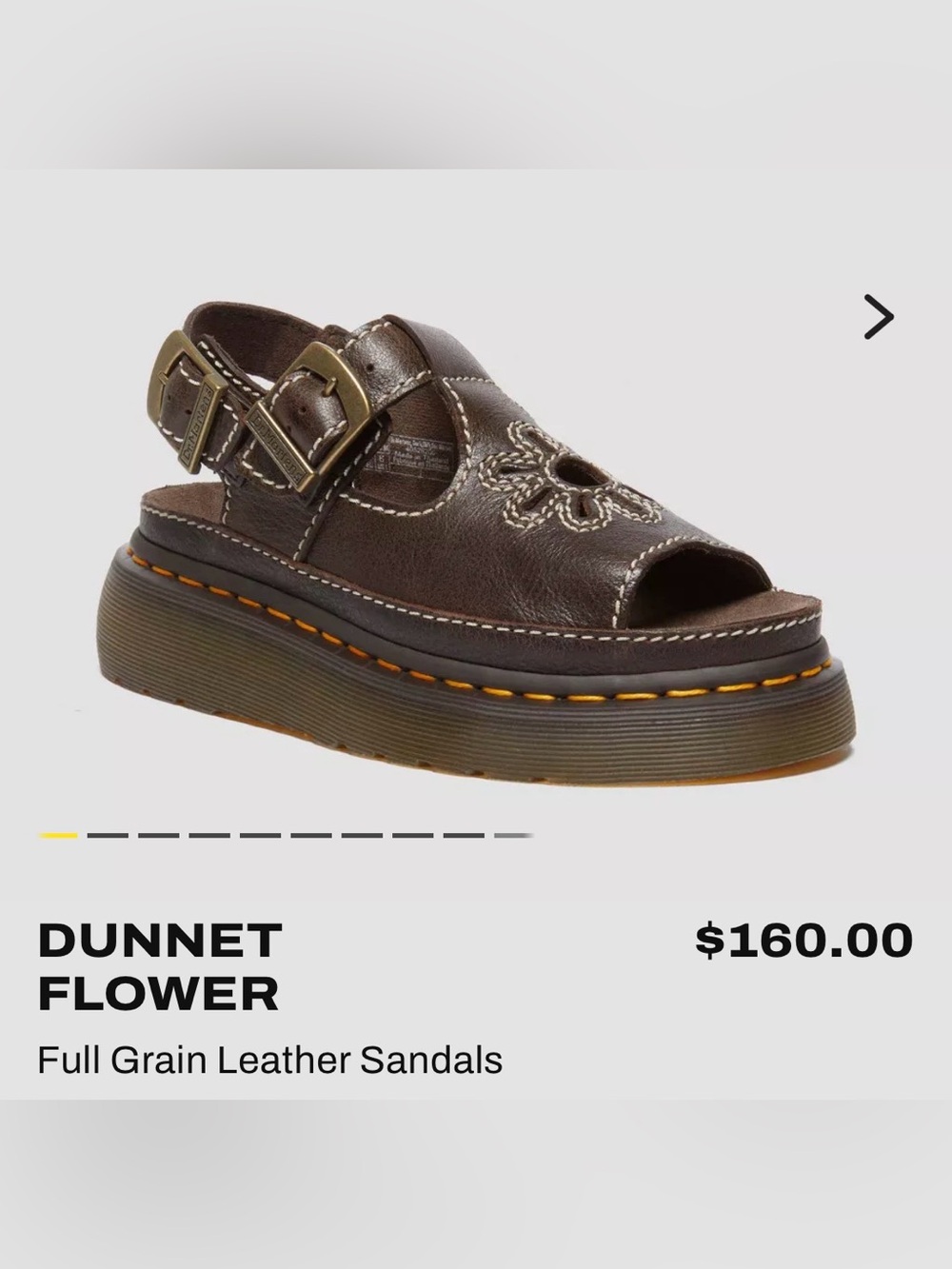 Dr. Martens DUNNET FLOWER brown leather sandals